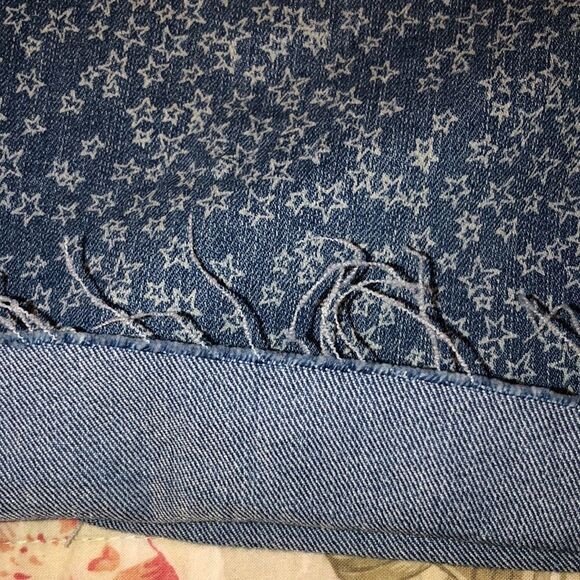 𝑮𝑽 6 Custom Rare Star Print Raw Hem Mom Amanda Blue White Shorts - Picture 11 of 11